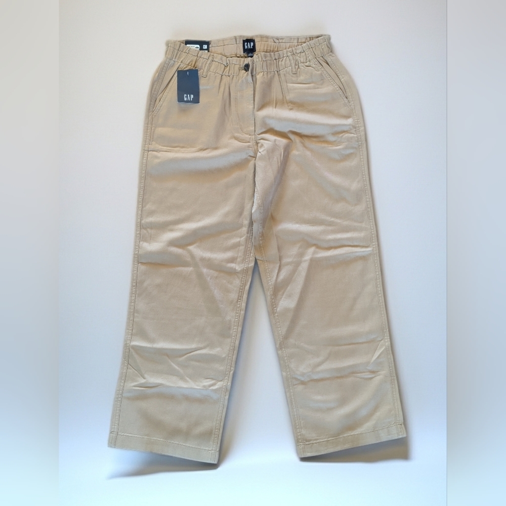 GAP Cotton Easy Twill Beige women's  Pants Straight Leg Regular Fit Size‎ L